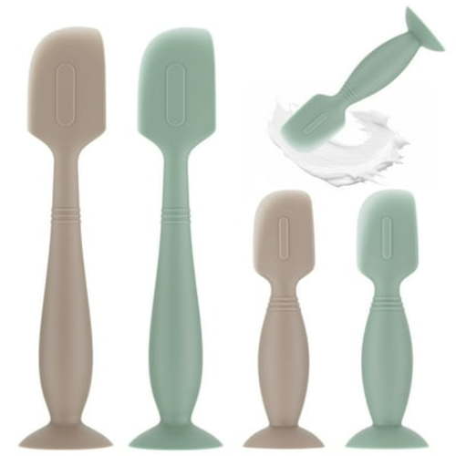 Baby Diaper Cream Spatula,4 MMF7 Pack Silicone Diaper Cream Applicator Baby Butt Paste Spatula Diaper Cream Brush for Newborn Baby, 2 x Large Size, 2 x Small Size (Green+Khaki)