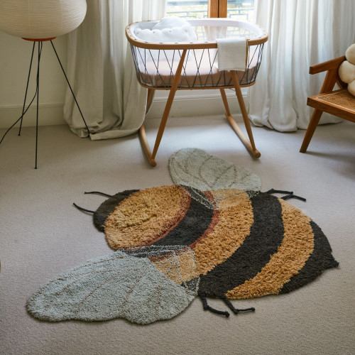 Lorena Canals Washable Rug Bee - Black, 3' 9" X 5'