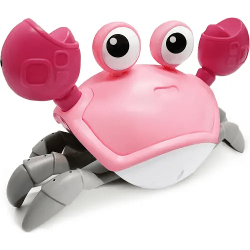 Walking Crab Baby Toy - Toddler Crawling Tummy Time With Music, Interactive Sensory Infant Dancing Toy for Boys Girls - Learning Birthday Gift (Pink)