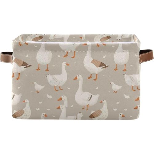 ALAZA Goose Duck Gray Funny Foldable Storage Box Storage Basket Organizer Bins with Handles for Shelf Closet Living Room Bedroom Home Office 1 Pack