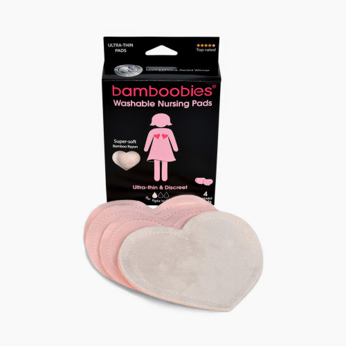 Bamboobies Washable Nursing Pads (2 Pair) Ultra-thin - Pink
