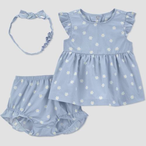 Carter's Just One You® Baby Girls' 3pc Floral Tank Top with Bloomer & Headband Set - Blue 3M