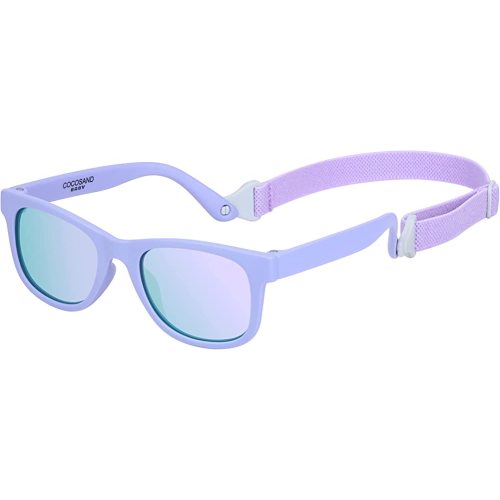COCOSAND Baby Sunglasses with Strap Polarized Flexible Square UV400 for Infant Toddler Boys Girls Age 0-24 Months