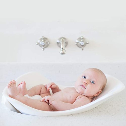 Puj Tub - The Soft, Foldable Baby Bathtub - Newborn, Infant, 0-6 Months, In-Sink Baby Bathtub, BPA free, PVC free (White)
