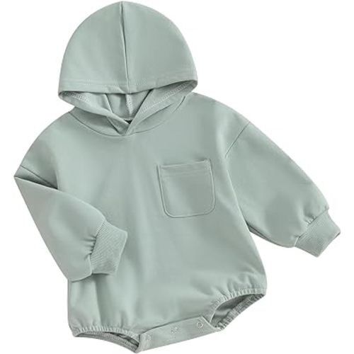 xiqaalombvt Infant Baby Boy Girl Fall Clothes Hoodie Pullover Sweatshirt Romper Color Block Long Sleeve Onesie Outfit