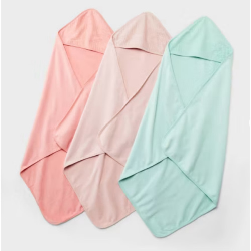 Baby 3pk Muslin Hooded Towel - Cloud Island™ Pink: Cotton French Terry, Extra Lightweight