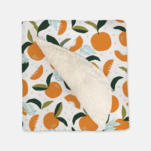 Clementine Nursery, Boho style Retro Baby Clementine blanket Minky Sherpa Fleece Modern Baby room Orange Green leaves Southwest decor