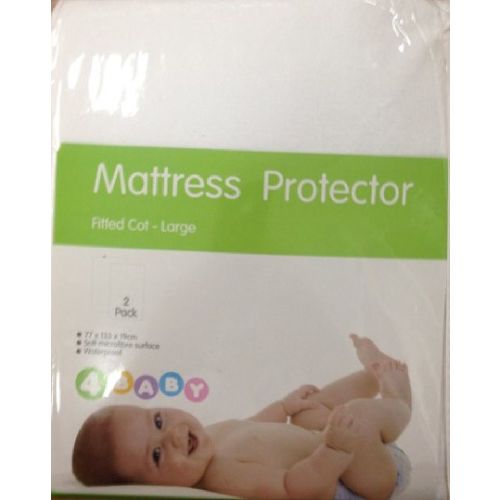 4baby Large Cot Mattress Protector 2 Pack White