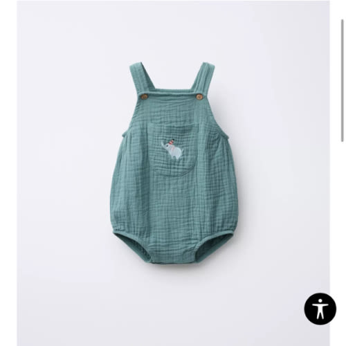TEXTURED JUMPSUIT WITH ELEPHANT EMBROIDERY - Sea green | ZARA United States