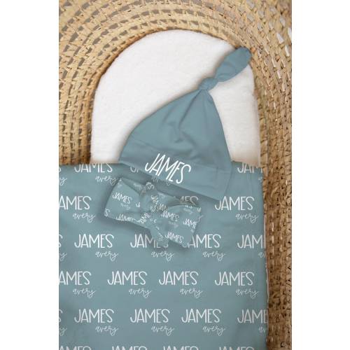 Baby Blanket Set Newborn Baby Swaddle with Hat Personalized Baby Name Swaddle Newborn Blanket Gift For Mom Custom Baby Gift Set For New Baby