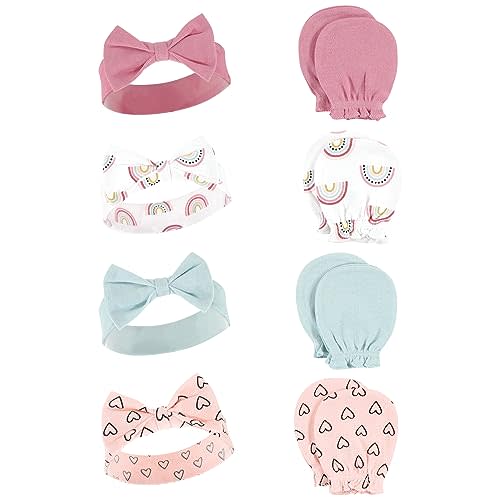 Hudson Baby Baby Girls' Cotton Headband and Scratch Mitten Set