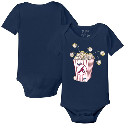 Infant Tiny Turnip White Atlanta Braves Base Stripe Bodysuit