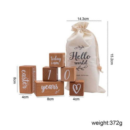 6pc Natural Wood Milestone Age Blocks Baby Monthly Milestone Block Photography Props with Weeks Months Years,Perfect Keepsake