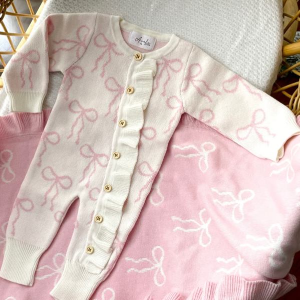Little Bow Frilled Romper - Milk & Fairy Floss