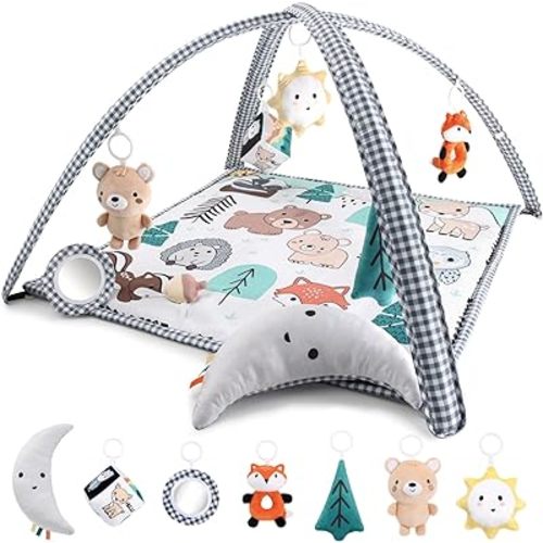 The Peanutshell 7 in 1 Baby Play Gym, Activity Center and Tummy Time Mat, Woodland Animals