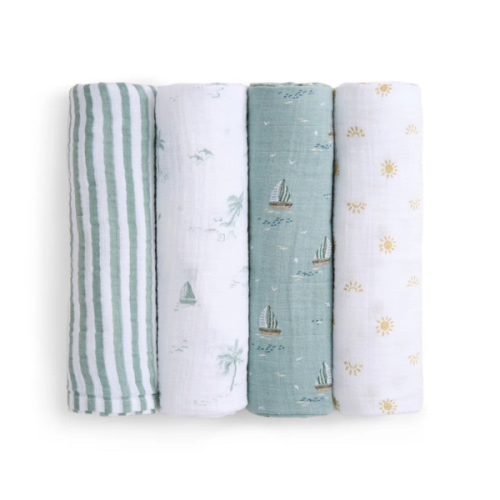 aden + anais | Sailing Seas Organic Muslin Swaddle Blanket 4pk