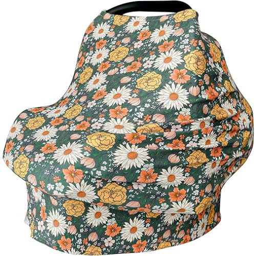 Konssy Baby Car Seat Covers- Multi-use Carseat Canopy for Babies, Stretchy Infant Carseat Cover Boy, Shower Gifts for Unisex Boys and Girls
