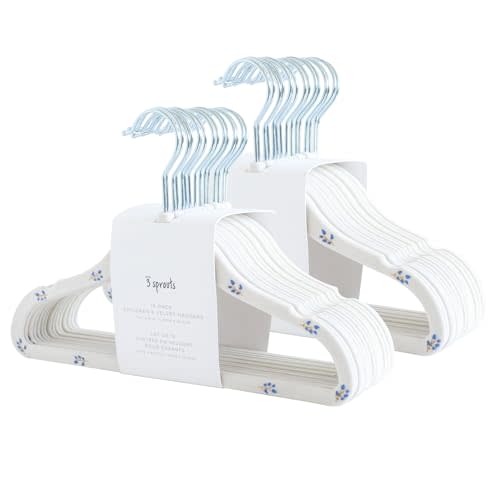 3 Sprouts Velvet Baby Hangers - Non-Slip Hanger for Infant, Toddler, Baby Clothes - Closet Kids Hangers with Slim Design, Nordic Colors, Pack of 30 - Blueberry & Cream