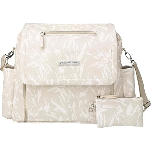 Petunia Pickle Bottom Boxy Backpack Deluxe, Diaper Bag for Parents, Stylish Baby Bag, Spacious Backpack for On-The-Go Moms (Linen Blossoms)