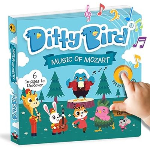 Discover Ditty Bird Musical Books for Toddlers. Classical Music, Nursery Rhymes, and The Mozart Musical Book. Interactive for 1-3 Years. Robust and Sound for Babies.