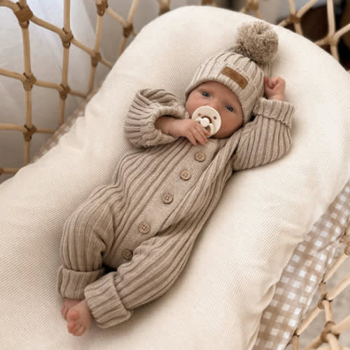Little B's Chunky Rib Baby Jumpsuit - Oak