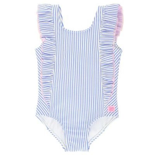 RuffleButts Infant Periwinkle Blue Seersucker Waterfall One Piece - Periwinkle Blue Seersucker, Size : 6-12 Months