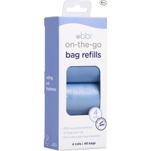 Ubbi On-the-Go Refill Bags, Diaper Disposal Waste Bags, Lavender Scented, On-the-Go Diapering Essentials, 4 Pack