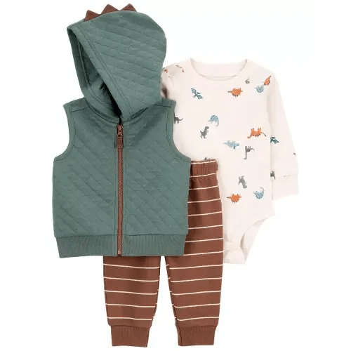 3-Piece Dinosaur Little Vest Set - 3M - Multi
