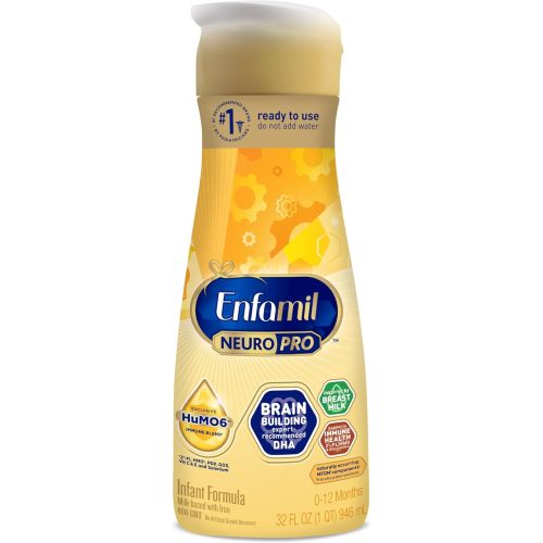 Enfamil NeuroPro Baby Formula, MFGM* 5-Year Benefit, Expert-Recommended Brain-Building Omega-3 DHA, Exclusive Immune Supporting HuMO6 Blend, Ready-to-Feed Infant Formula, Liquid, 32 Fl Oz
