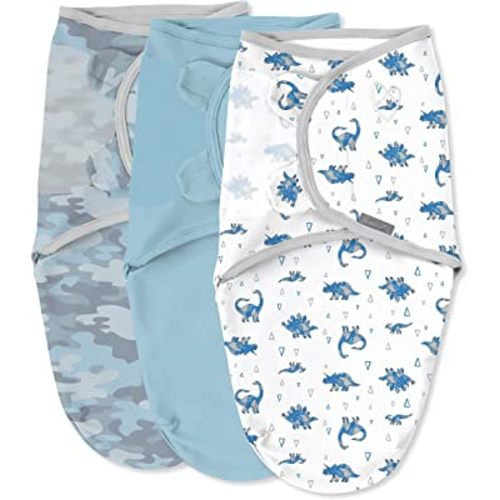 SwaddleMe by Ingenuity Original Swaddle - Size Small/Medium, 0-3 Months, 3-Pack (Dino)