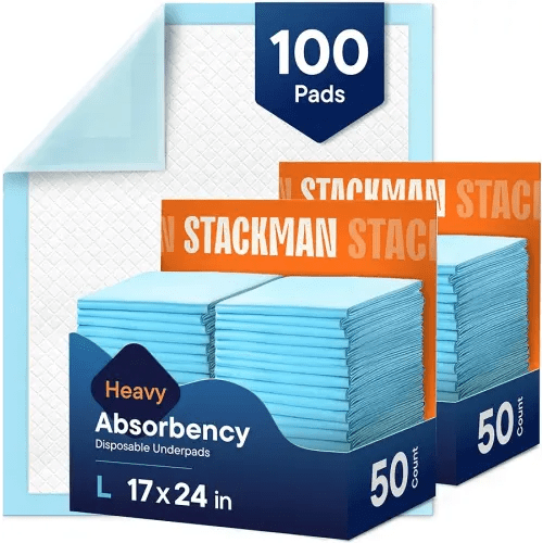 Chucks Pads Disposable [100-Pack] Multi-Purpose Pee Pads - Incontinence Underpads for Dog, Puppy & Diaper Changing Table Pad for Baby 17" x 24" Bed & Chair Liners - Pet Potty Training Pads