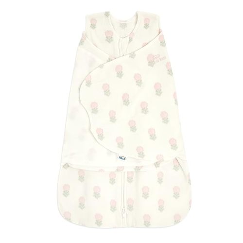 HALO Micro-Fleece Sleepsack Swaddle, 3-Way Adjustable Wearable Blanket, TOG 3.0, Block Flower, Newborn, 0-3 Months - Newborn (Pack of 1)