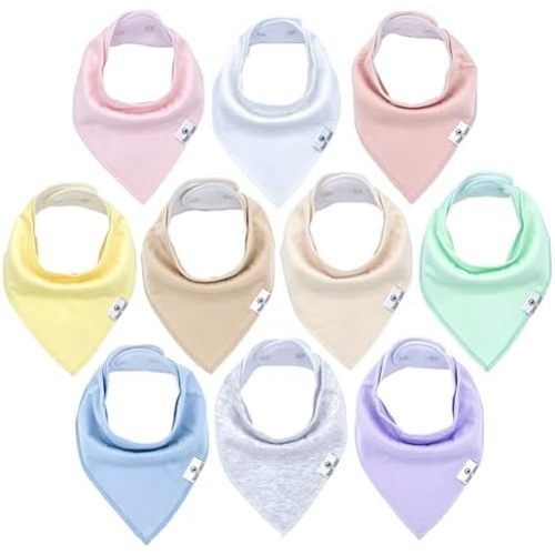 DiaperSquad's 10-Pack Baby Bibs for Drooling and Teething, Bibs for Boys, Baby Girl - Solid Cotton Baby Drool Bibs