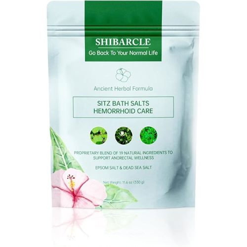 Sitz Bath for Hemorrhoid, Herbal Hemorrhoid Care Formula Epsom Salt Dead Sea Salt Essential Oil Plant Extract, 19 Natural Ingredients Sitz Bath Salts for Hemorrhoid Soothing & Remove 11.6 oz
