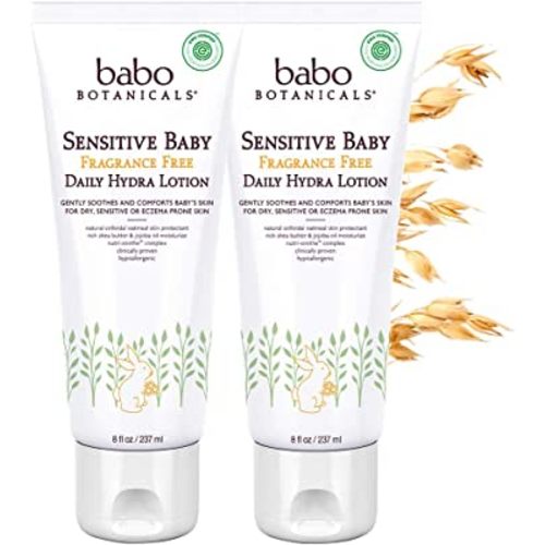 BABO Botanicals Sensitive Baby Fragrance-Free Daily Hydrating Baby Lotion - Shea Butter & Jojoba Oil - for Body & face - for Babies, Kids & Adults with Sensitive Skin - EWG Verified - Vegan