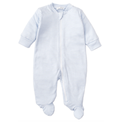 Blue Simple Stripes Pajama Zip Footie