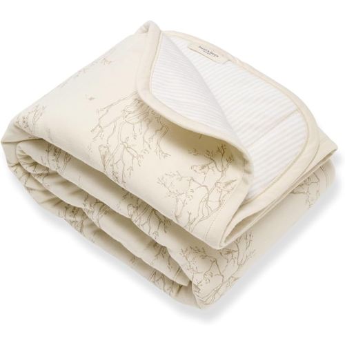 Burt's Bees Baby Reversible Blanket, Nursery, Stroller & Tummy-Time Organic Jersey Cotton Quilted Infant & Toddler Bedding