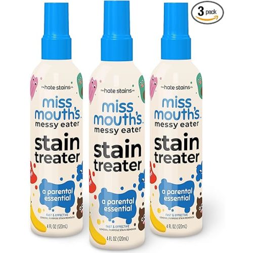 Miss Mouth's Messy Eater Stain Treater Spray - 4oz 3 Pack Stain Remover - Newborn & Baby Essentials - No Dry Cleaning Food, Grease, Coffee Off Laundry, Underwear, Fabric