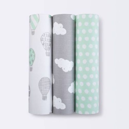 Swaddle Blankets In The Clouds 3pk - Cloud Island™ Joyful Mint