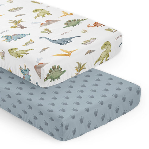 Sweet Jojo Designs Watercolor Dinosaur Dino 2 Pack Fitted Crib Sheet by Sweet Jojo Designs | Wayfair