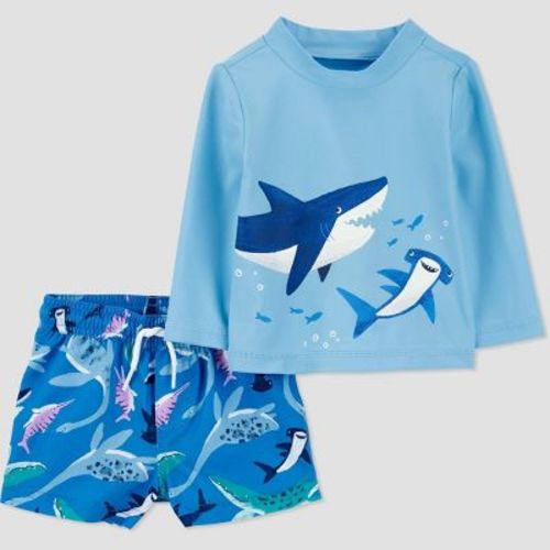 Carter's Just One You®️ Baby Boys' Long Sleeve Shark Printed Rash Guard Set - 6m