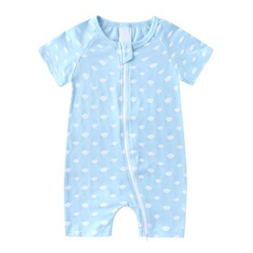 qucoqpe Toddler Baby Boy Girl Clothes Cotton Zipper Pajamas Summer Short Sleeve Cotton One-Piece Bodysuit Romper