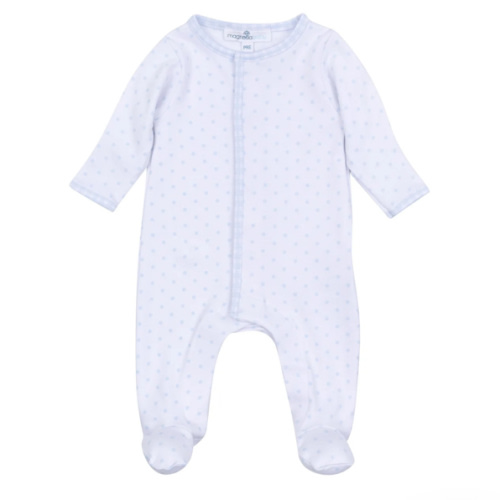 Gingham Dots Footie in Light Blue - Size: 9m