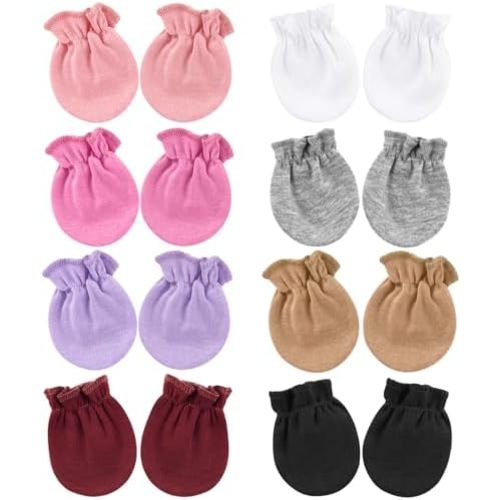 BQUBO Newborn Infant Toddler Mittens No Scratch Cotton Elastic Wrist Gloves Hypoallergenic for 0-6 Months Baby Boys Girls