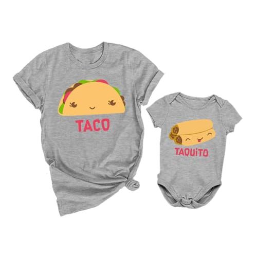 Tstars Taco Taquito Mommy and Me Outfits Gifts for New Moms First Mothers Day Mom & Infant Baby Bodysuit Matching Set