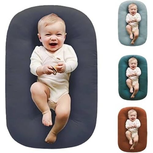 Baby Lounger Pillow,Baby Lounger Pillow for Newborn Cosleeping for Baby in Bed,Newborn Lounger Baby Nest for Boys & Girls 0-12 Months(Dark Gray)