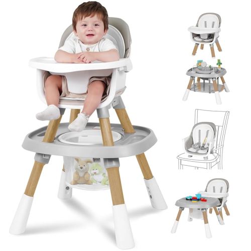 Baby High Chair, 15 in 1 Convertible High Chairs for Babies and Toddlers, Easy Clean High Chair for Baby, Babies Feeding Chair for 6-72 Months(Grey)