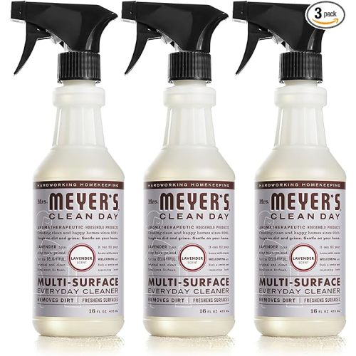 MRS. MEYER'S CLEAN DAY Multi-Surface Everyday Cleaner, Cruelty Free Formula, Lavender Scent, 16 oz- Pack of 3