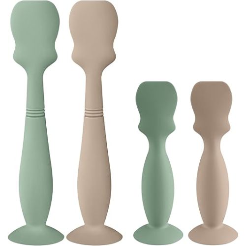 4 Pack Baby Diaper Cream Brush, Diaper Cream Spatula Applicator Silicone Baby Butt Paste Spatula for Babies, Newborn, 2 x Large Size, 2 x Small Size (2 x Natural, 2 x Sage)