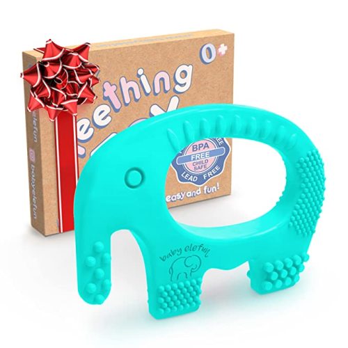 Munchkin The Baby Toon Silicone Teething Spoon, Mint Elephant